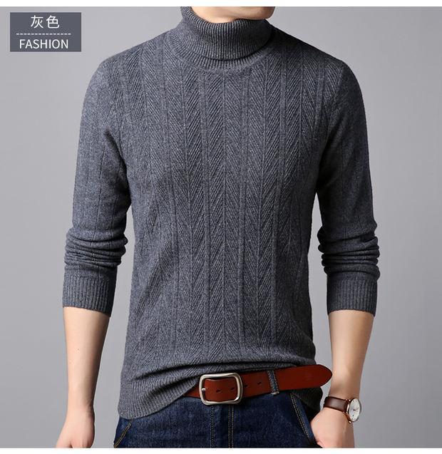 Fortune cừu nam áo len mùa đông dày cổ áo len nam thanh niên thời trang giản dị áo trùm đầu - Áo len thể thao / dòng may len lông cừu