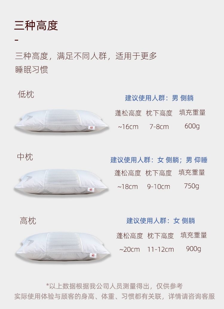 Gối da kiều mạch gối kép dành cho người lớn ký túc xá sinh viên lông vũ đơn lông nhung toàn bộ gối đầu khách sạn thấp, trung bình và cao mềm - Gối
