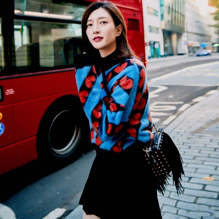 Maje Franch Jiang Shuying the same love mohair sweater 2020 mùa đông lười biếng áo pull nữ phù hợp với tất cả các phụ nữ - Áo len thể thao / dòng may