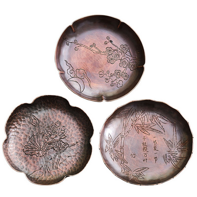 Ceramic story manual copper hammer eye grain cup mat mat kung fu tea saucer Chinese zen tea accessories