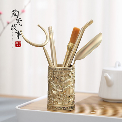 Ceramic story pure copper 6 gentleman kung fu tea set with parts ChaGa needle knife Japanese kung fu tea tea tea sets