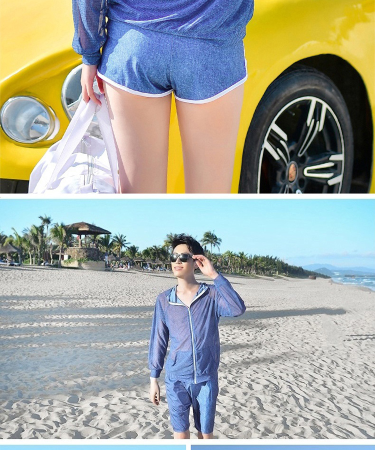 Cặp đôi đồ bơi bikini nữ Hàn Quốc mới đồ bơi trắng nam phù hợp với bãi biển mùa xuân áo tắm nóng - Vài đồ bơi 	đồ đôi đi biển cặp	
