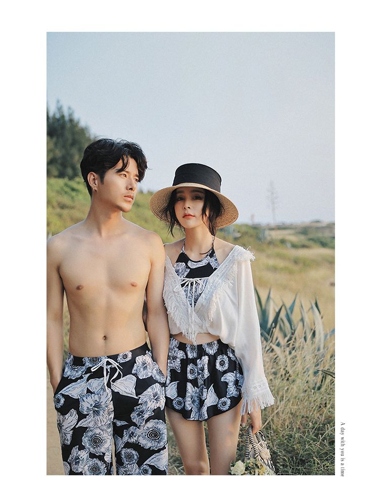 Cặp đôi áo tắm 2019 mới thon gọn che bụng chia bốn mảnh thép tấm ngày lễ cưới nam và nữ bộ đồ bơi - Vài đồ bơi