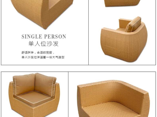 Tengjiaju Mây mây ghế ban công mây kết hợp sofa giải trí ngoài trời sofa biệt thự mây mây đồ nội thất - Nội thất siêu thị