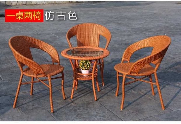 Ban công kết hợp bàn ghế cà phê bàn ​​cà phê giải trí mây wicker ghế ba mảnh ghế ngoài trời giải trí wicker ghế ban công tòa án - Nội thất siêu thị