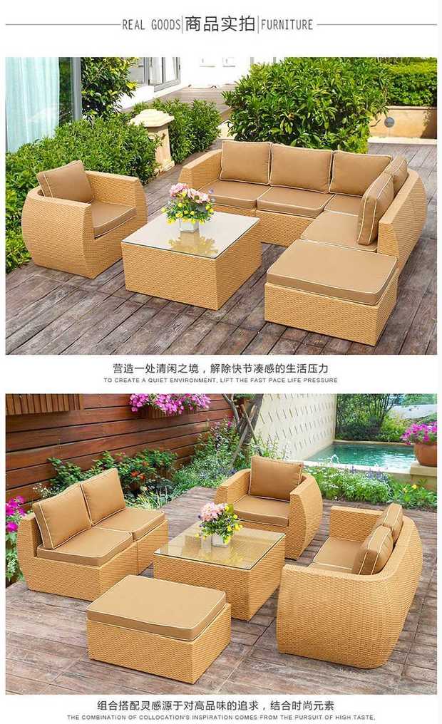 Wicker ghế sofa kết hợp phòng khách sáng tạo đồ nội thất mây ngoài trời sân vườn không thấm nước chống nắng mây giải trí sofa - Nội thất siêu thị