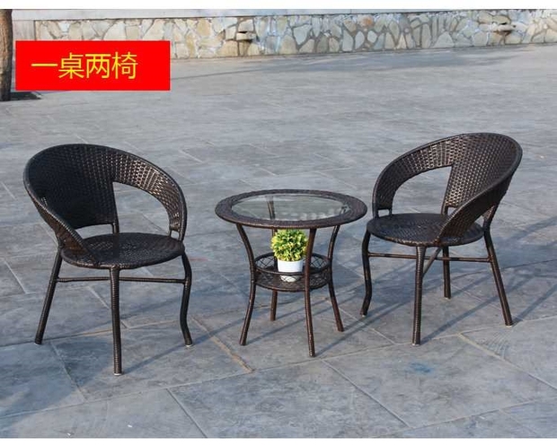 Ban công kết hợp bàn ghế cà phê bàn ​​cà phê giải trí mây wicker ghế ba mảnh ghế ngoài trời giải trí wicker ghế ban công tòa án - Nội thất siêu thị