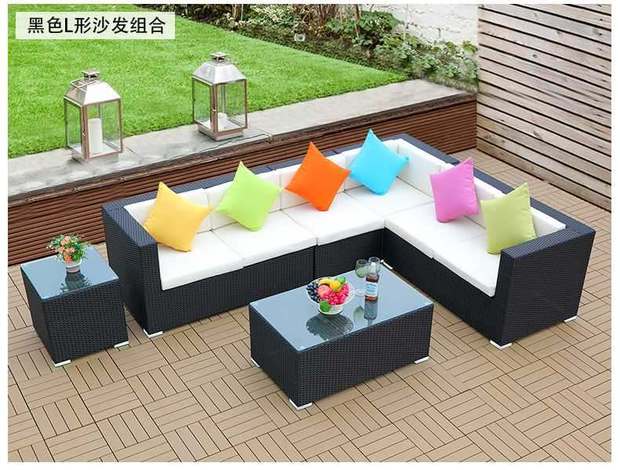 Ngoài trời Wicker Ghế Sofa Ban công trong nhà và ngoài trời Sân Giải trí Bàn cà phê Kết hợp Nội thất Giả mây Mây Cafe Ăn uống - Nội thất siêu thị