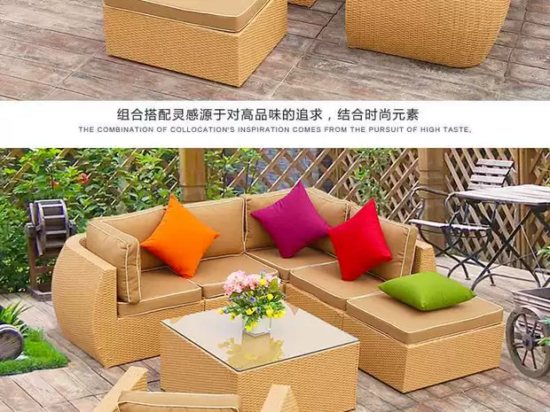 Tengjiaju Mây mây ghế ban công mây kết hợp sofa giải trí ngoài trời sofa biệt thự mây mây đồ nội thất - Nội thất siêu thị