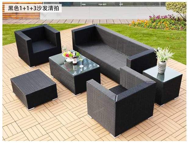 Ngoài trời Wicker Ghế Sofa Ban công trong nhà và ngoài trời Sân Giải trí Bàn cà phê Kết hợp Nội thất Giả mây Mây Cafe Ăn uống - Nội thất siêu thị