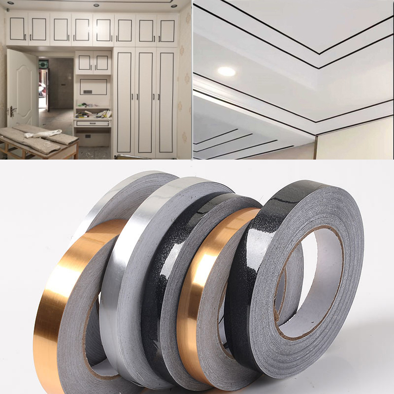 Seam decorative strip self-adhesive edge strip top line golden right-angle waterproof metal frame TV TV wall edge