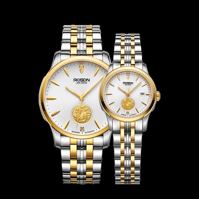 Authentic Laosdon Watches from the Store, Men's and Women's Couple Models, Fully Automatic Mechanical Watches, Waterproof, 24K Gold-Plated Watch 2163