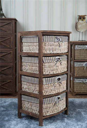 Простая сплошная древесина прикроватное шкаф INS Fengjo -редактированное шкаф Узкий шкаф Небольшой шкаф