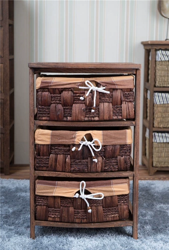 Простая сплошная древесина прикроватное шкаф INS Fengjo -редактированное шкаф Узкий шкаф Небольшой шкаф