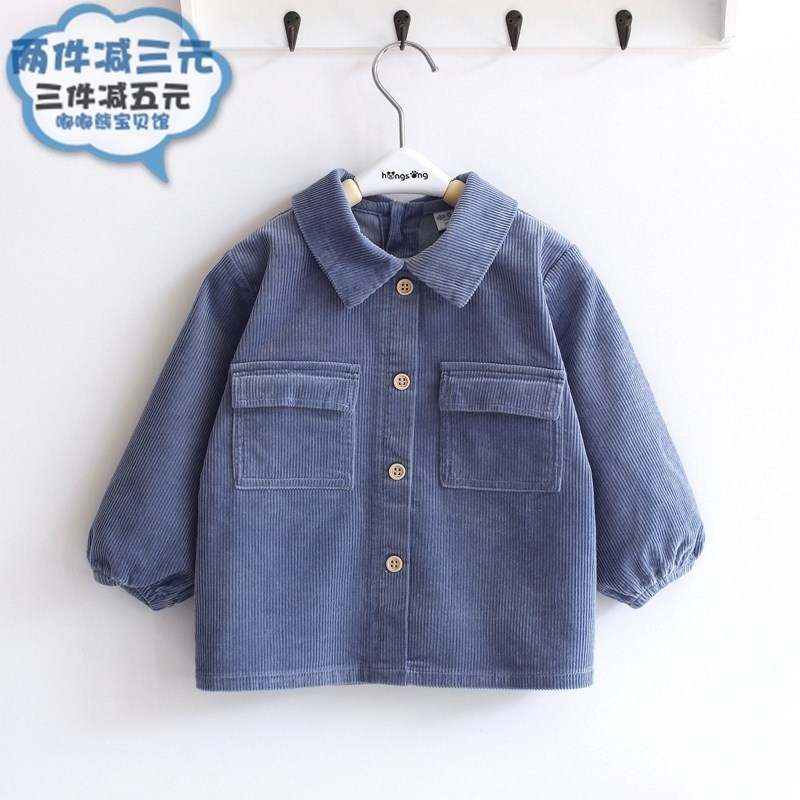 Aobeimei Little Gentleman Baby Overcoat Male Treasure Corduroy Pure Cotton Reverse Dressing Baby Waterproof Eating Clothes Apron Thick