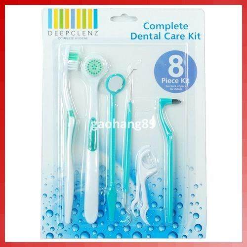 2sets dental care tooth brush kit floss stain tongue picks