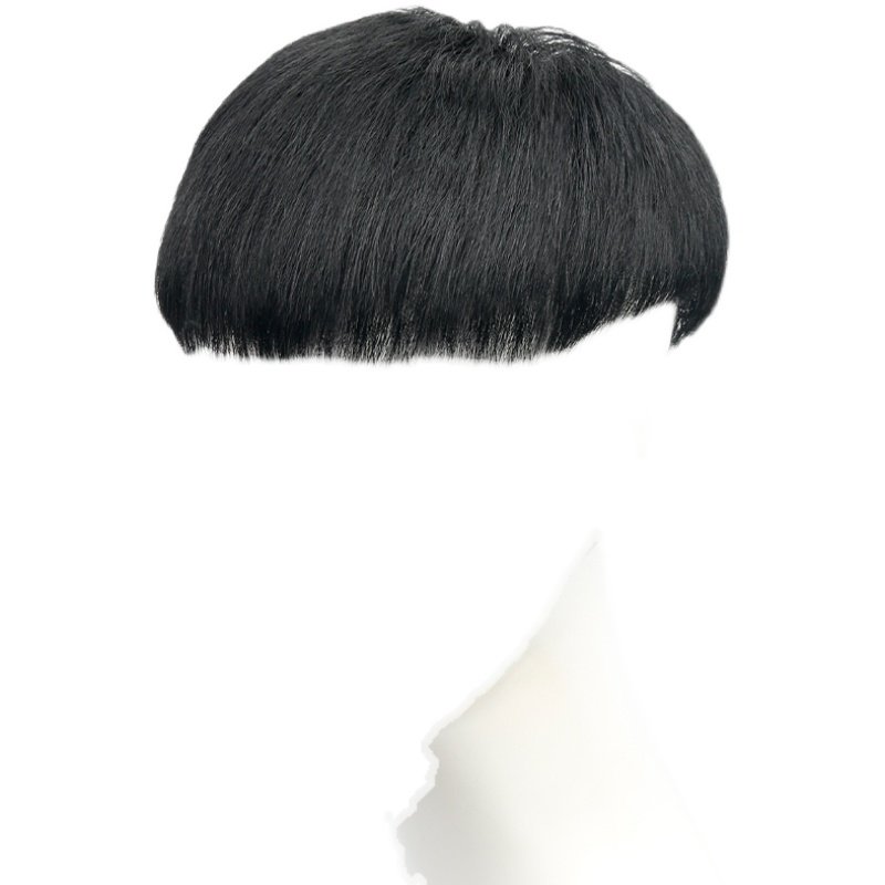 Wig men's short hair Korean handsome chestnut head fashion hairstyle full real hair realistic seamless men's head hair patch
