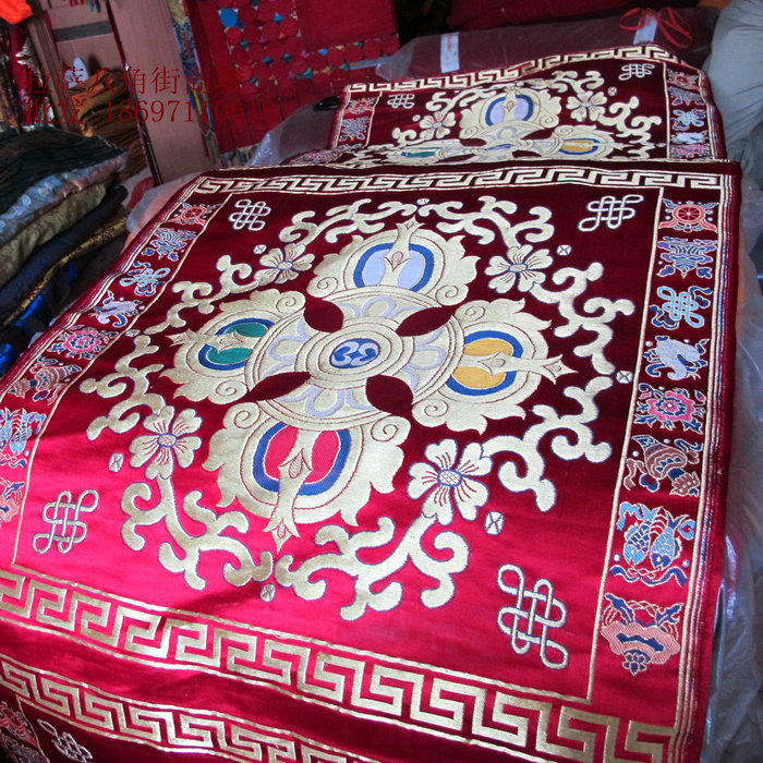 Tibetan satin fabric cross Vajra Pestle small tablecloth cross pestle fabric Red