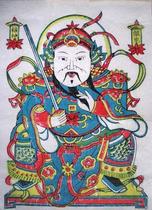 Wuqiang New Year painting woodblock New Year painting The God of Fortune in the House sitting alone as the door god 30*40 cm gift collection