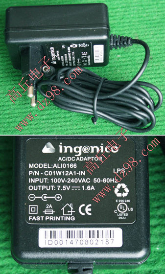 ingenicoAL10166 조정 전원 어댑터 재고품 7.5V1.6A 대량 할인 가능