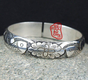 {Ruixiang Pure Silver} S999 sterling silver bracelet Wealthy Pisces S999 silver bracelet ສາມາດປັບແຕ່ງໄດ້ 542