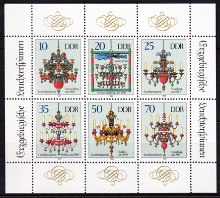 East German Stamps 1989 Erz Mountain Hanging Candelabra Miniature Sheet New