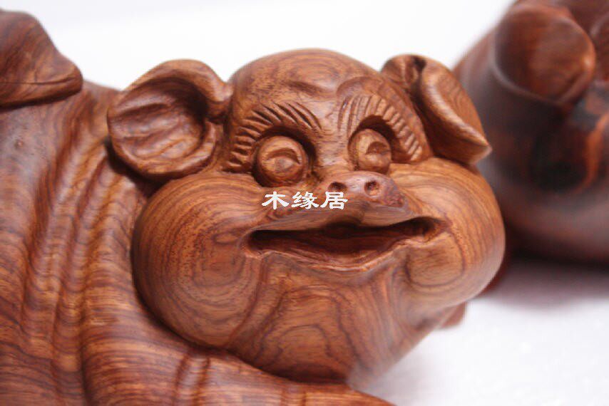 Zhengzong Burmese Flower Pear Wood Large Division Level Seiko Sculpture Foro Pig Wood Rim Residence Red Wood Handicraft