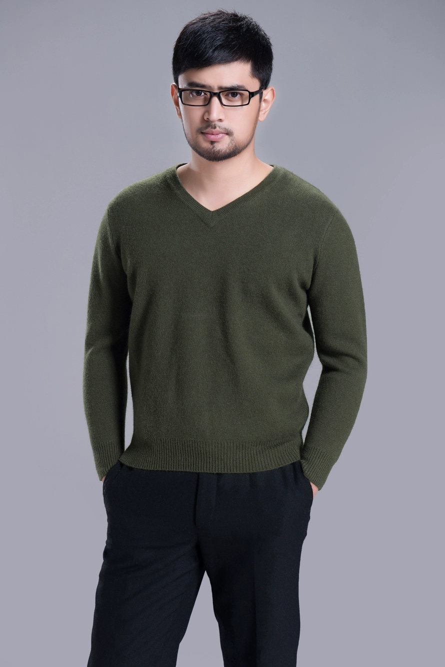 Spike Nội Mông mùa thu và mùa đông áo len cashmere nguyên chất dày nam thời trang trưởng thành thoải mái áo len thoải mái Q402 - Áo len Cashmere