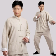 Trang phục dân tộc nam kungfu phù hợp với áo cotton và vải lanh Trung Quốc Trang phục Kung Fu buổi sáng thực hành Tai Chi nam Tang phù hợp với