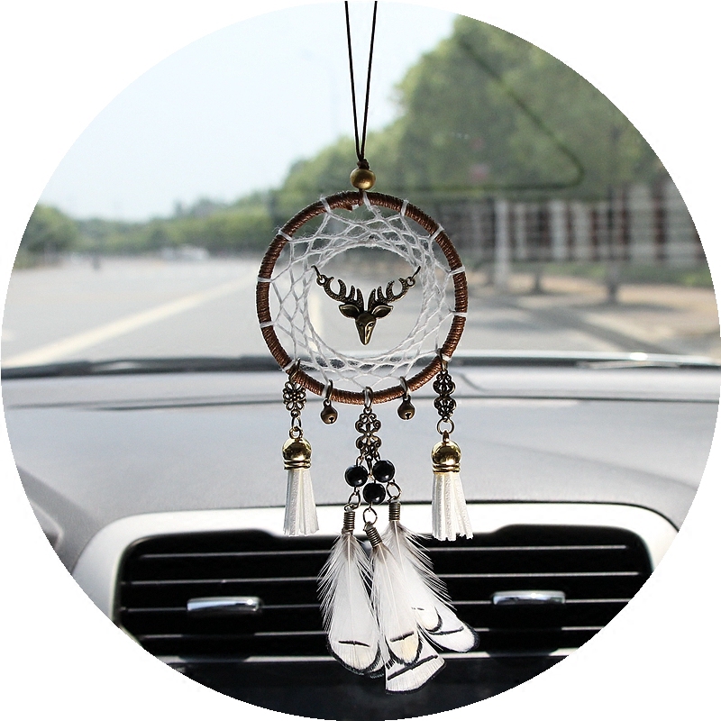 Creative car pendant car decoration women's dream catcher feather wind chimes keep safe car ornaments Safe voyage