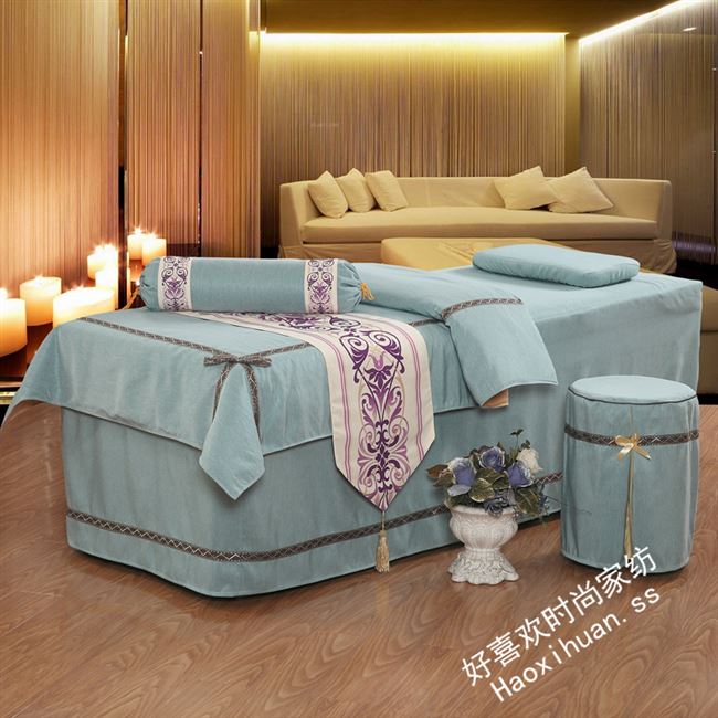 Bộ trải giường làm đẹp cao cấp bốn mảnh, bộ trải giường massage và chăn bông phong cách Châu Âu 100% cotton, chuyên dùng cho thẩm mỹ viện có thể tùy chỉnh - Trang bị tấm