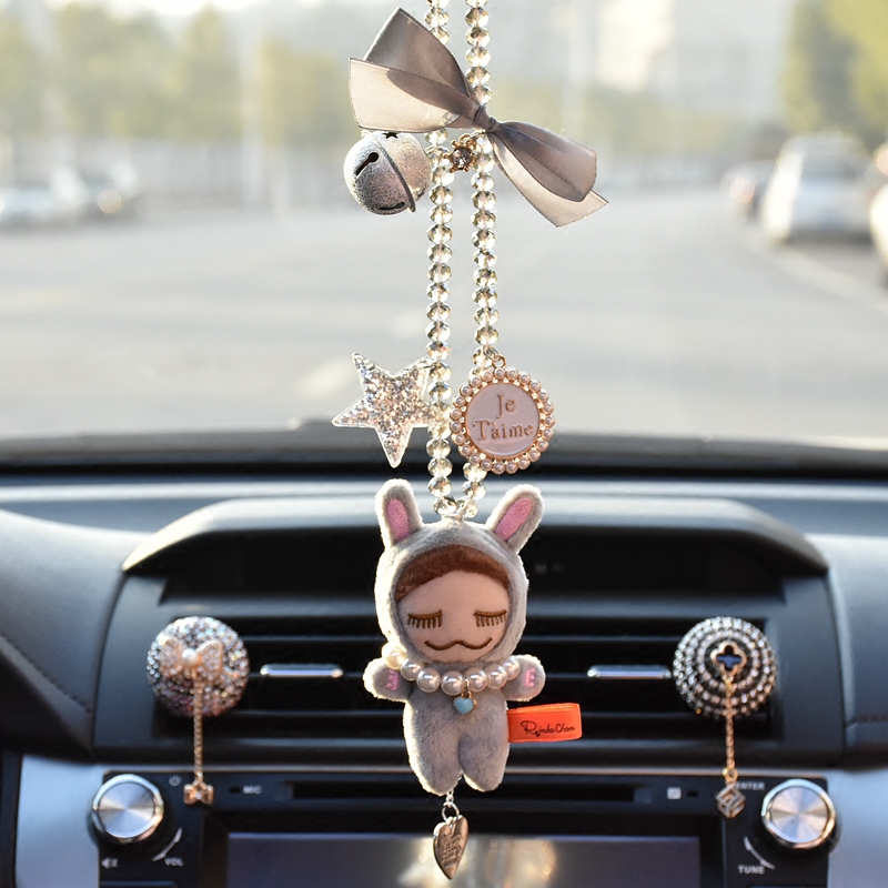 Creative Car Pendant Pear Flower Dolls Rear mirror hanging accessories Car Hanging Accessories Stylish Little Fresher Car Accessories Women