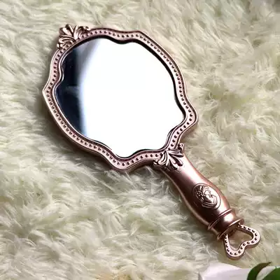 Raduli retro European princess handle mirror Portable mirror Makeup mirror Portable small mirror Makeup handle mirror