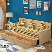 Rắn gỗ giường sofa có thể gập lại căn hộ nhỏ đa năng 1,2m trượt văng 1,5 1,8 phòng khách đúp - Ghế sô pha ghế sofa gỗ đơn giản