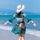 Wei Wei 2018 hè mới váy bãi biển đoạn ngắn kỳ nghỉ bên bờ biển ngọt ngào boho đầm tay áo bảy điểm đầm đi biển Sản phẩm HOT