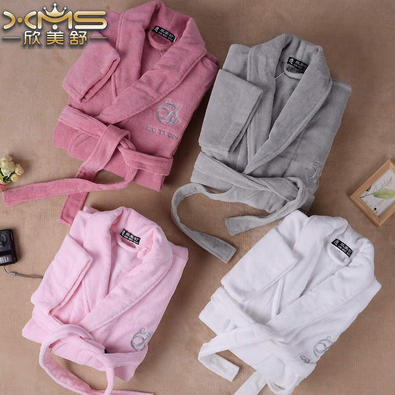 Cotton bathrobe autumn and winter long-sleeved nightgown terry bathrobe men and women couple pajamas