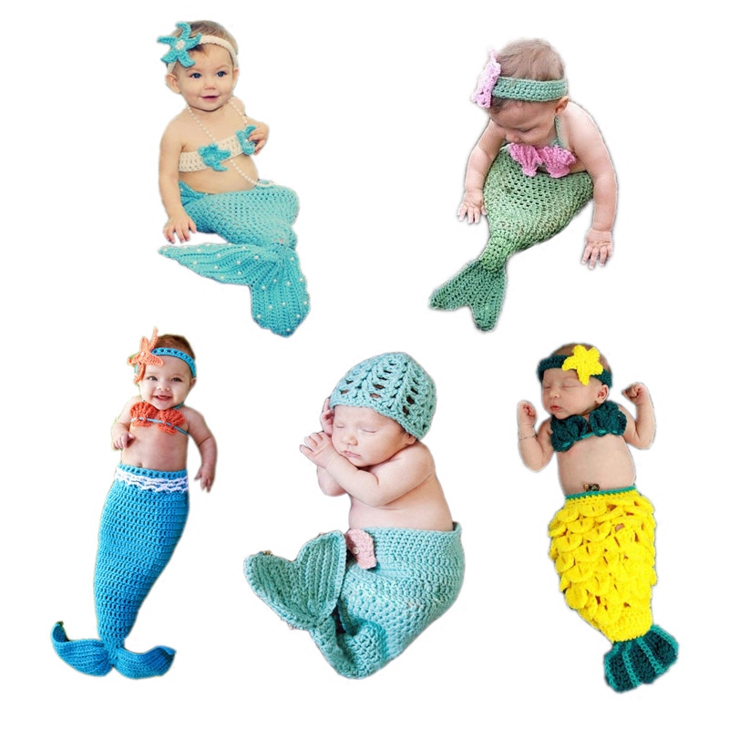 Clear Barn Handling Children Photography Clothing Photo Gallery Baby Photo Clothing Wool Thread Knitted Mermaid Styling Suit