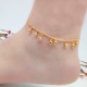 Shajin mới vòng chân nữ tính cách Nhật Bản và Hàn Quốc mạ vàng trái tim đào chuông chuyển hạt vòng chân hai lớp thời gian dài không phai cửa hàng phụ kiện Vòng chân