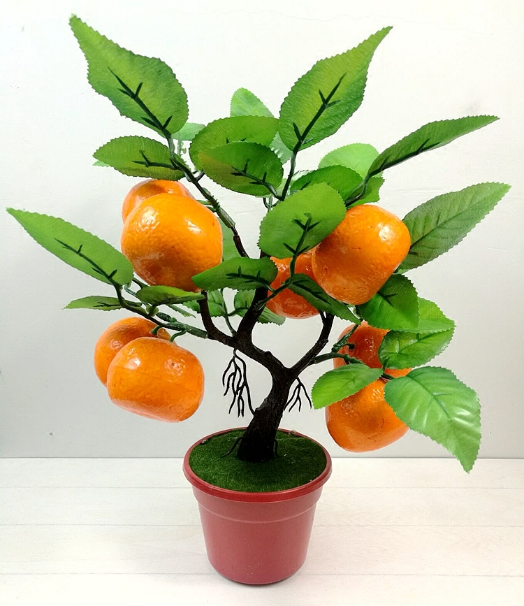 Emulated fruit potted fruit potted orange peaches apple trees small bonsai plastic fake flowers indoor living-room adornment swing pieces-Taobao