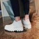 [Hat đầu tiên Sen] sữa trắng Chelsea khởi động của nam giới nền tảng 4 cm miếng bọt biển bánh Người Anh giày cao giày da giày lining cầu lông Giày ống