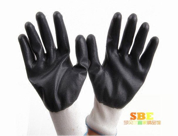 High quality colour band with thirteen-pin nylon adhesive Ding-clear soaked rubber breathable anti-slip labour protection working gloves