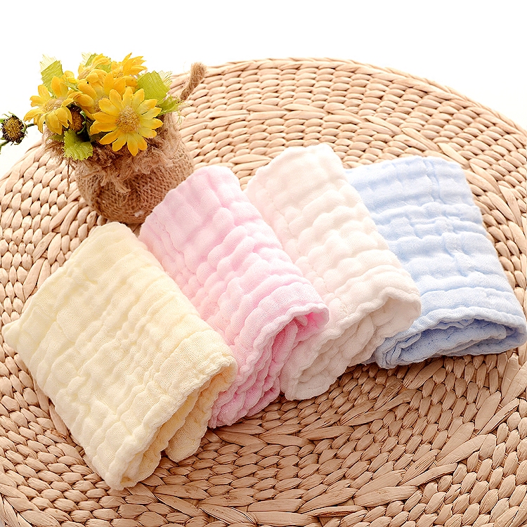 Tang Tang Cotton Newborn Pleated Pure Color Square Towel Baby Gauze Saliva Towel Children Pure Cotton Saliva Towel Handkerchief