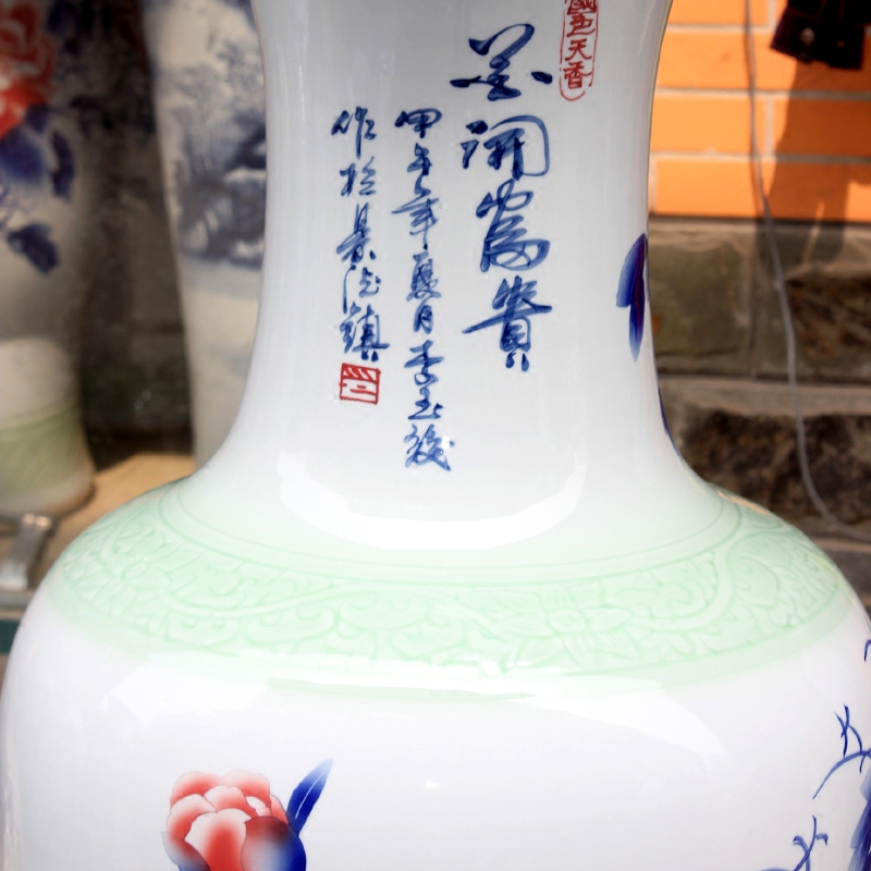 Jingdezhen ceramic hand - made blooming flowers peony vase of large living room a study flower arranging office furnishing articles