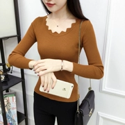 Mùa xuân 2019 và mùa thu mới hoang dã của phụ nữ áo sơ mi dài tay chạm đáy áo len Hàn Quốc áo len nữ