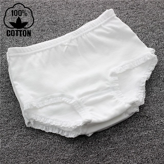 Girls' triangle underwear pure cotton middle-aged and older children's pure white girls' shorts cotton children's ballet dancing performance underwear