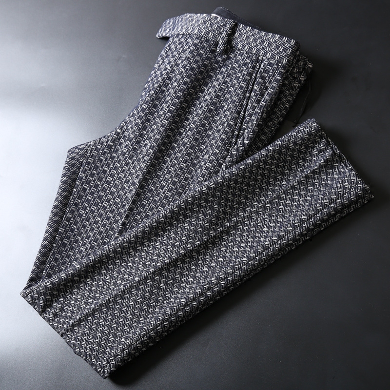 高端冬款羊毛休闲裤 罕见花色羊毛休闲裤 男士秋冬厚款休闲裤 男