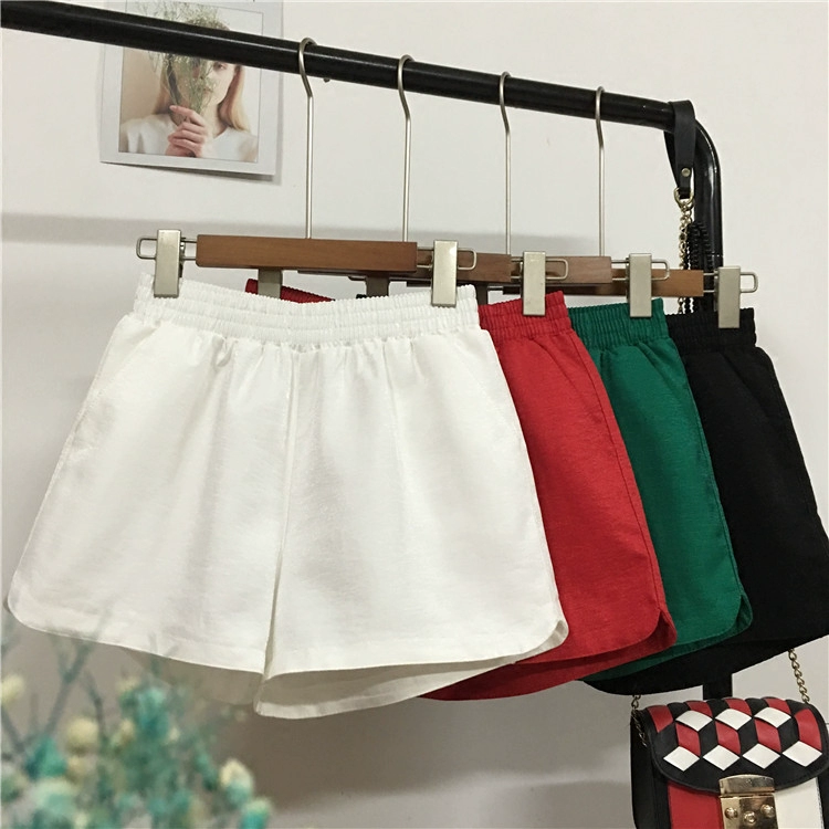 2020 Phiên bản Hàn Quốc của quần lưng cao màu rắn flash và quần short cotton nữ mùa xuân và mùa hè thun co giãn rộng chân quần rộng quần nữ sinh nóng bỏng - Quần short