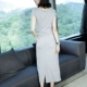 Váy cotton dệt kim nữ 2020 hè mới của phụ nữ dài đến đầu gối dài hơn hai chiếc váy thể thao giả - váy đầm