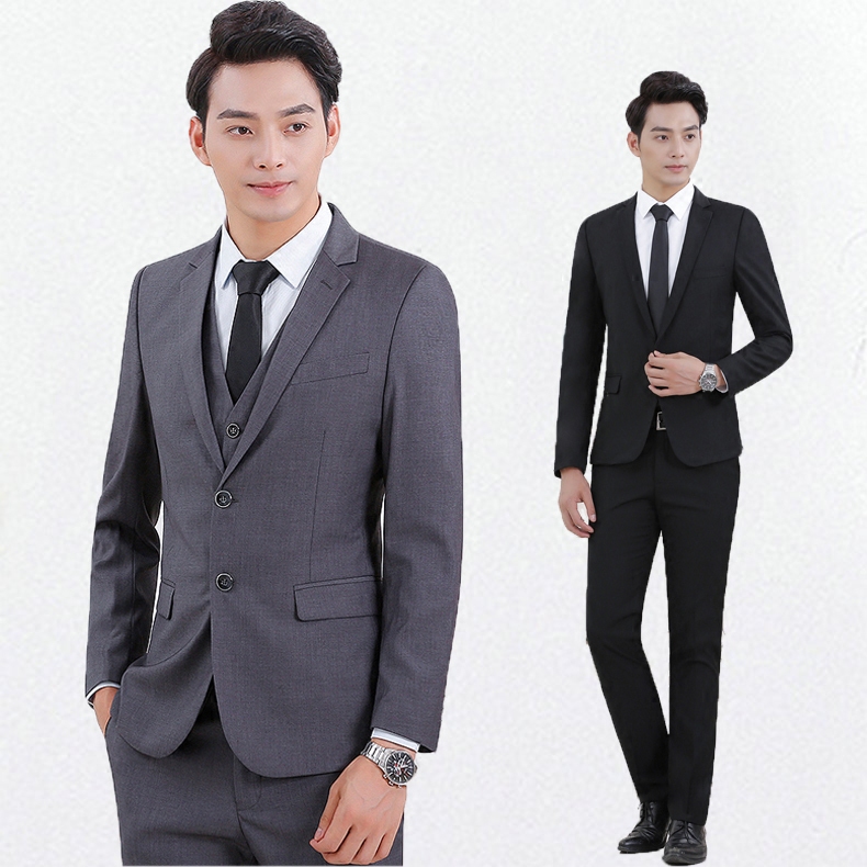 Men's suit vest suit middle-aged and young business formal fitting professional suit pants groom groomsmen wedding two-piece suit