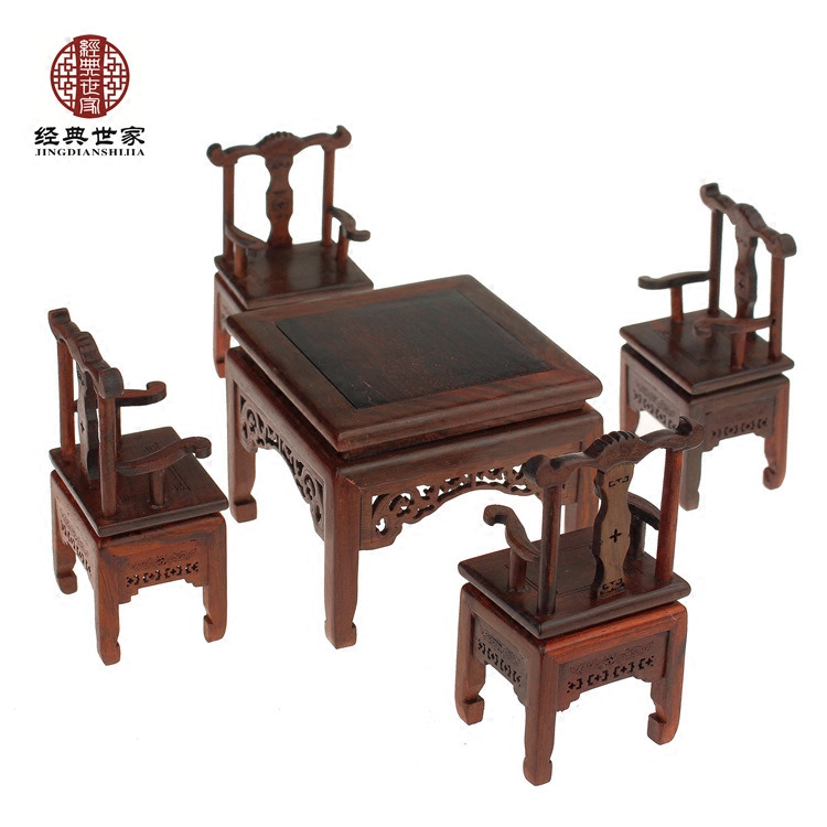 Red Wood Furniture Model Wood Carved Handicraft Pendulum Decorated With Large Red Acid Branches Miniature Table Eight Fairy Table Family Residence Ornaments Accessories